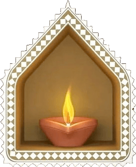 Sacred Diya in illuminated temple niche